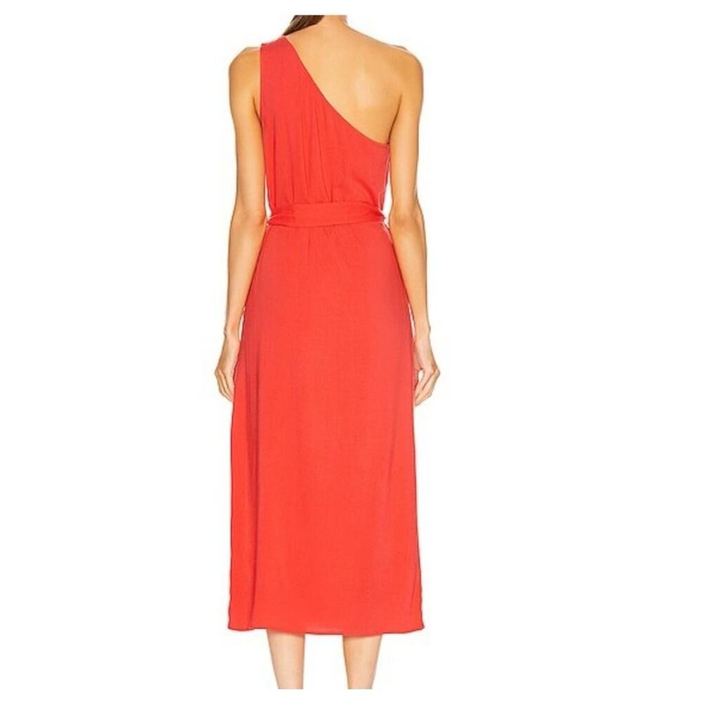 Flagpole NYC Dress Women's XL Red One Shoulder Corsica Side Slit Belted Buttons - Picture 12 of 12